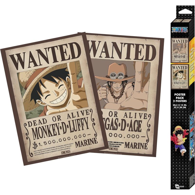Set 2 Posters Chibi Wanted Luffy & Ace – One Piece – ABYstyle - Manga Story